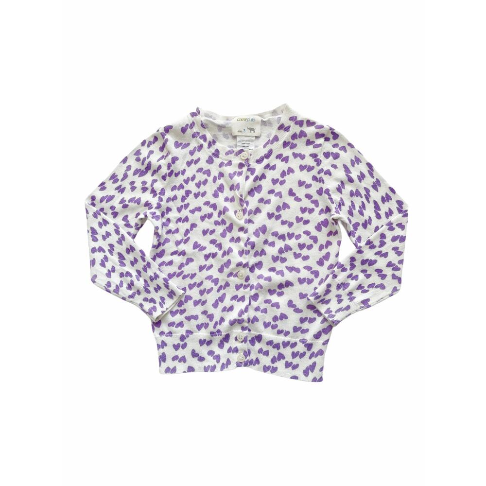 Crewcuts Purple Hearts Cardigan Sweater Size 3